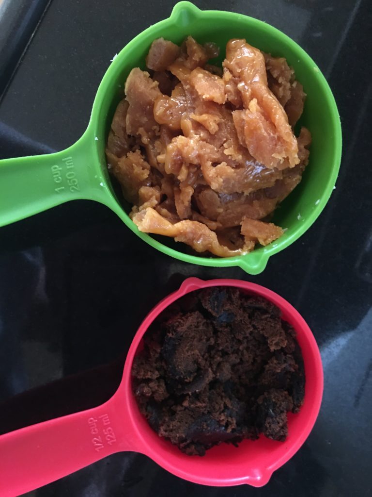 Jaggery in measuring cups