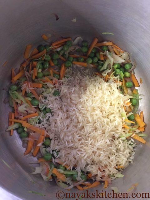 Adding rice to Veggies