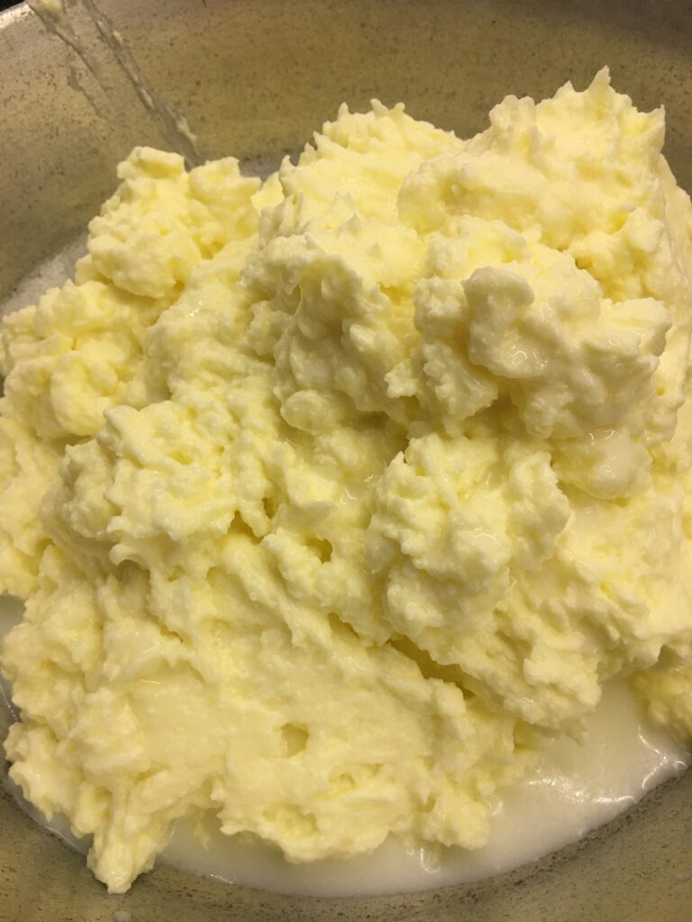Butter collected in a vessel