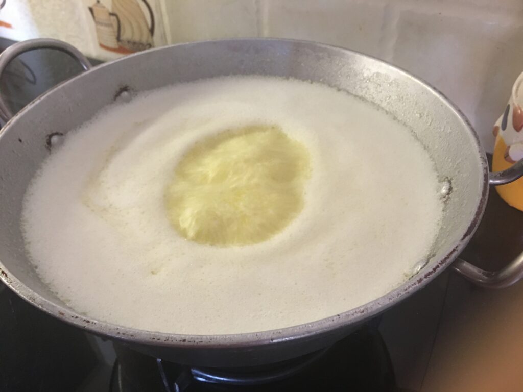 Boiling butter on high heat