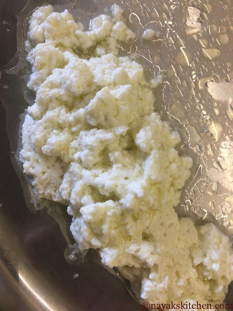 Milk solids residue collected in a plate
