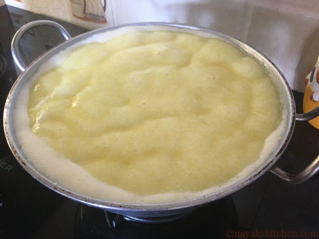Butter frothing on medium heat