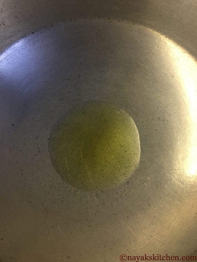 Heating oil in a kadhai