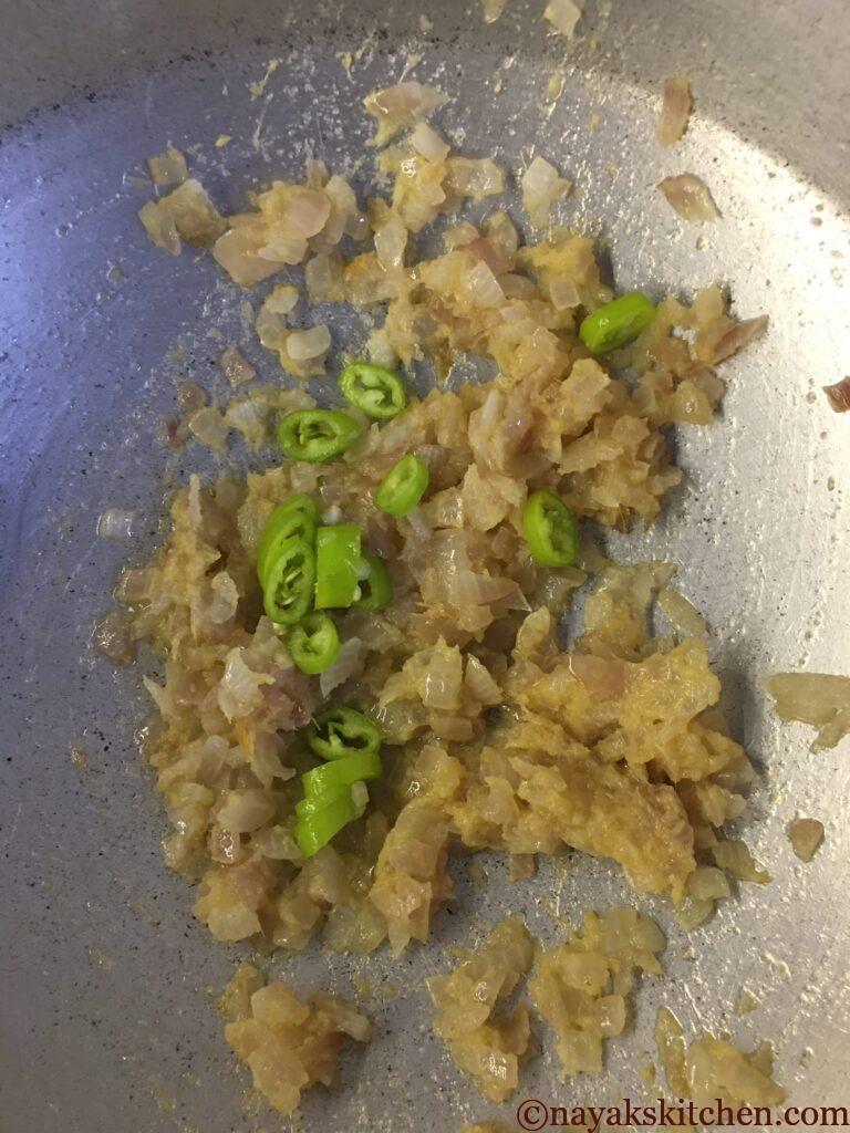 Adding green chillies