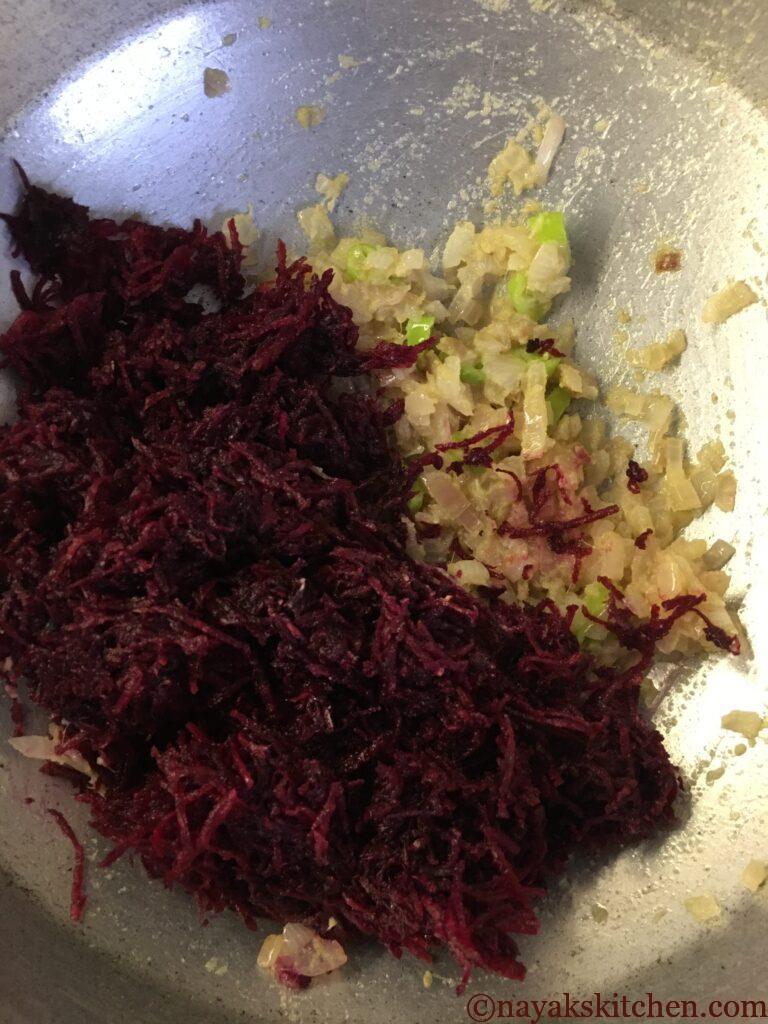 Adding grated beetroot