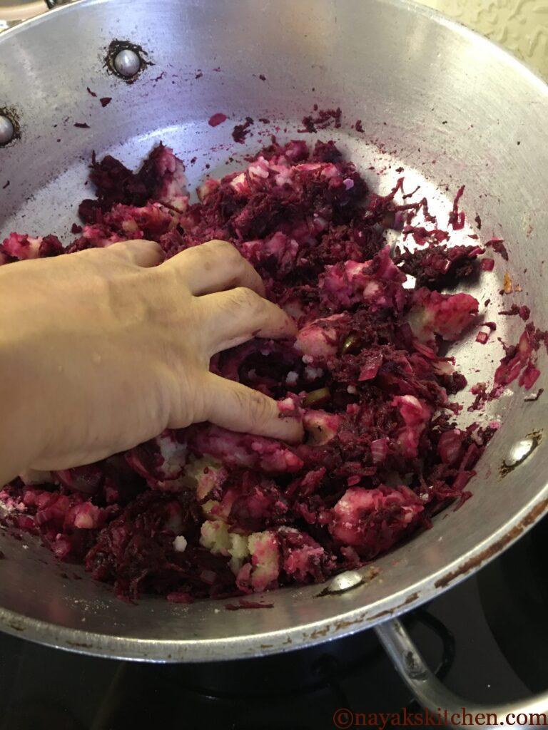 Mixing everything well with hands