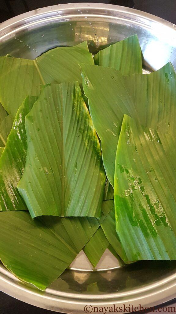 Turmeric leaves cut into two halves