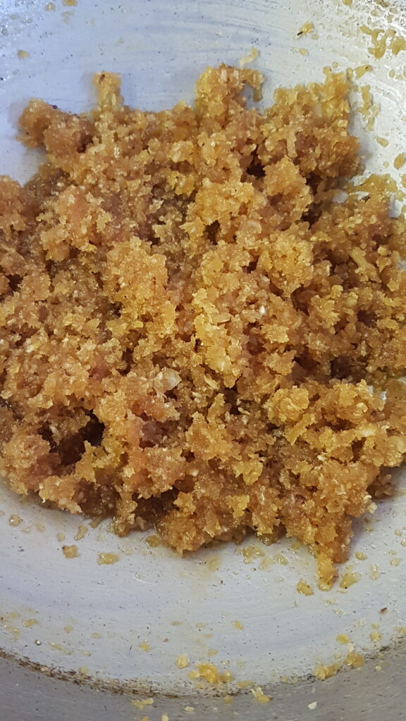 Coconut jaggery stuffing ready