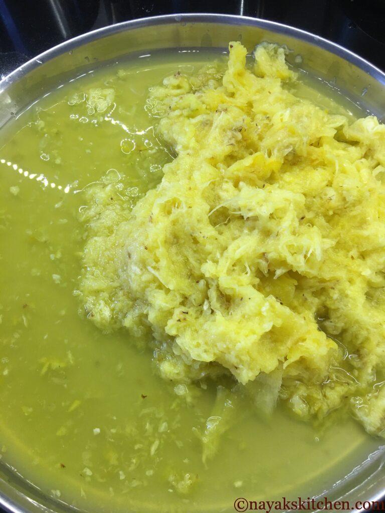 Grated pineapple with its juice