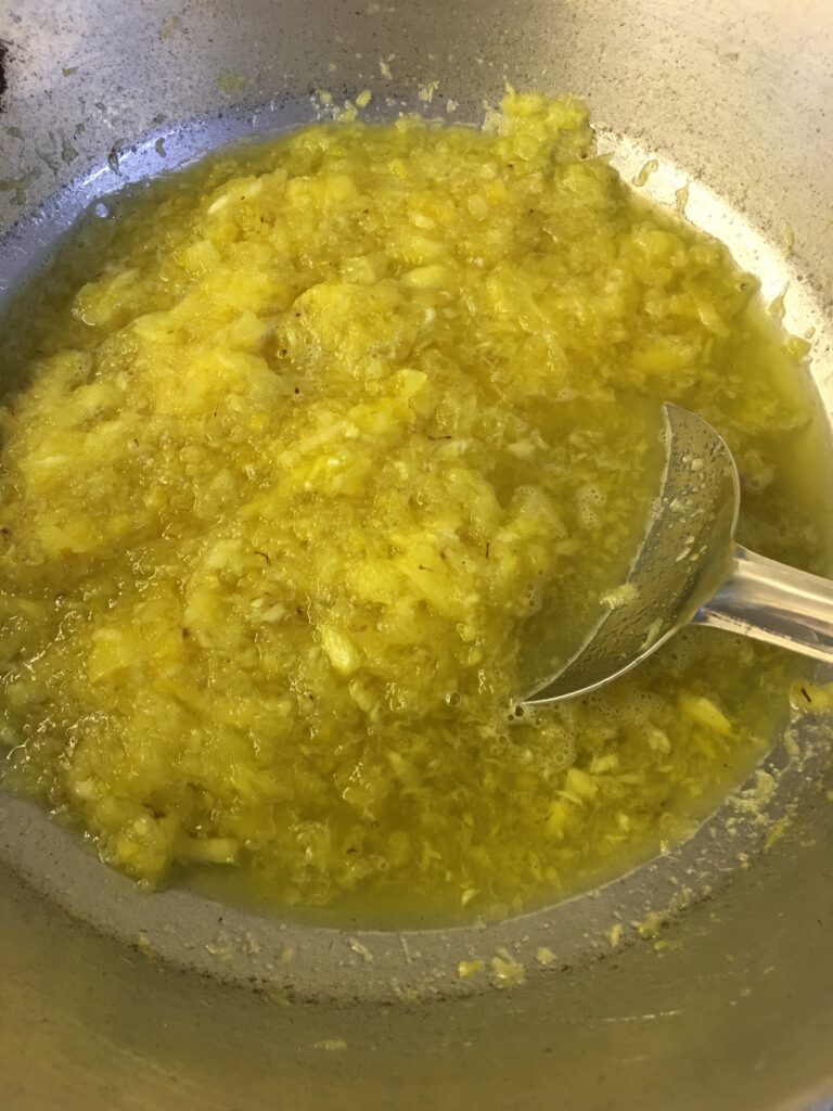 Cooking pineapple on slow flame
