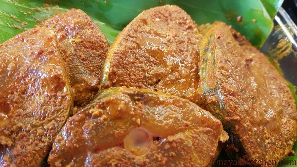 Masala coated kingfish