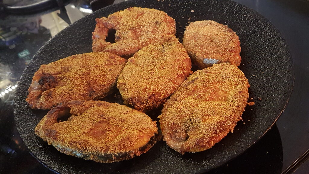 Kingfish frying is done