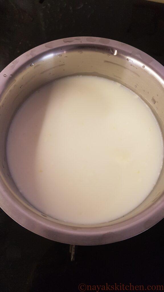 Heating milk until it comes to a boil