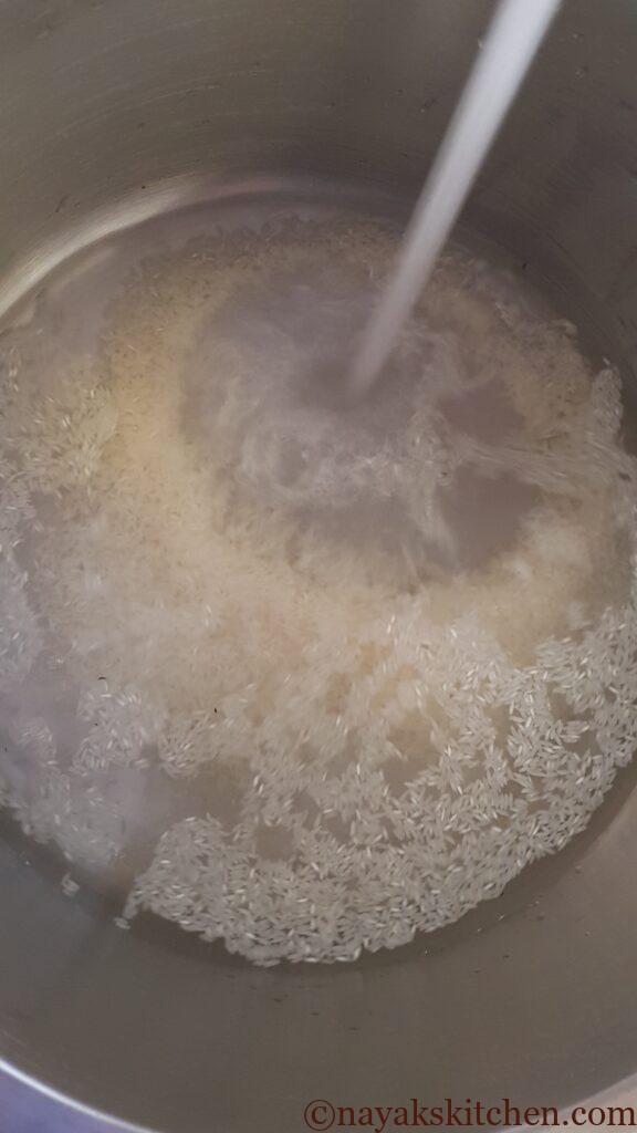 Washing rice with water