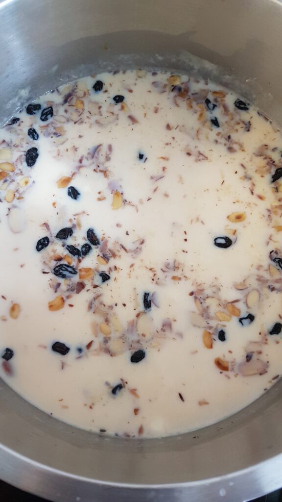 Cooking rice payasam until thick