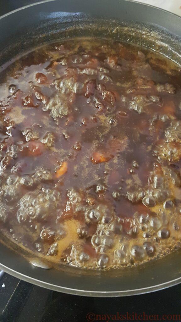 Boiling to further thicken the mixture