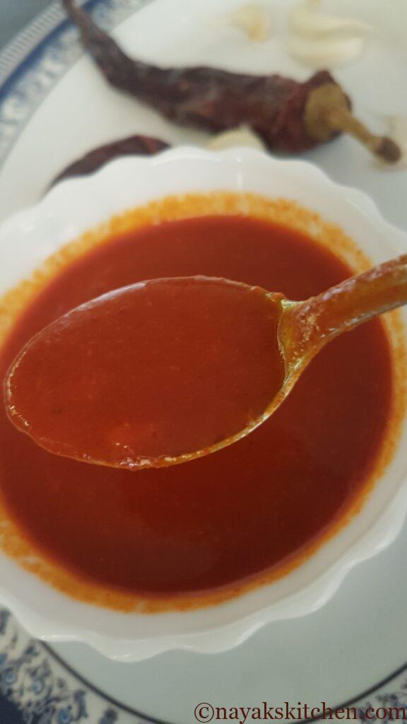 Red chilli-garlic chutney