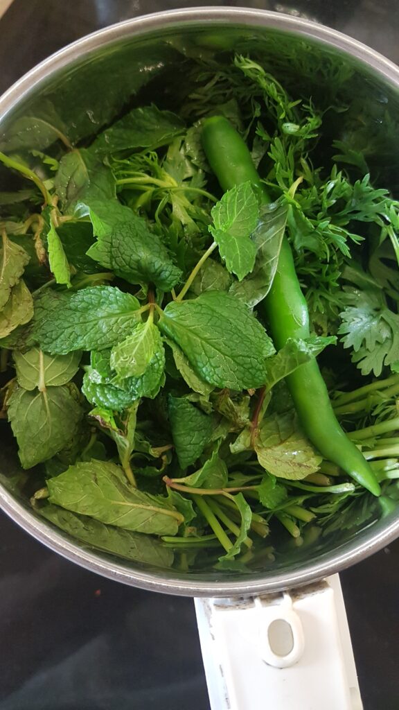 Ingredients for green chutney