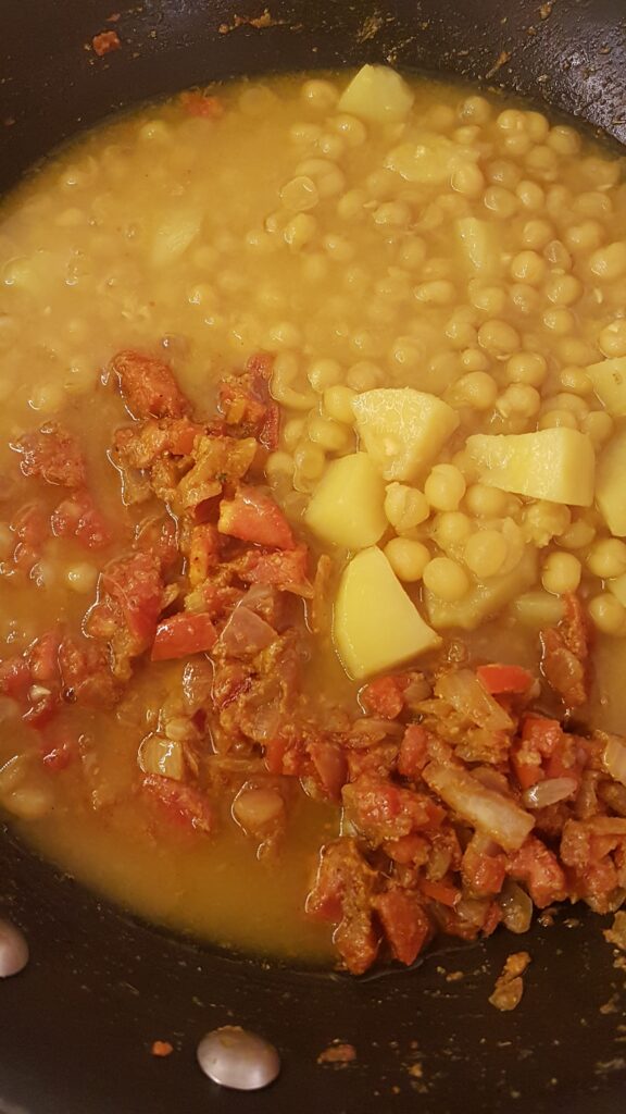Adding cooked white peas