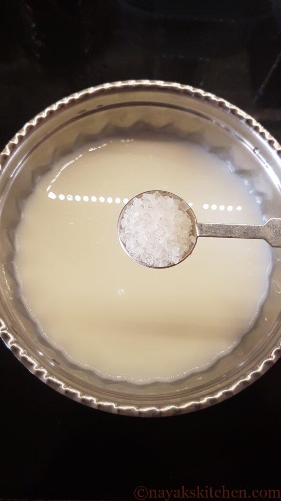 Adding sugar to milk