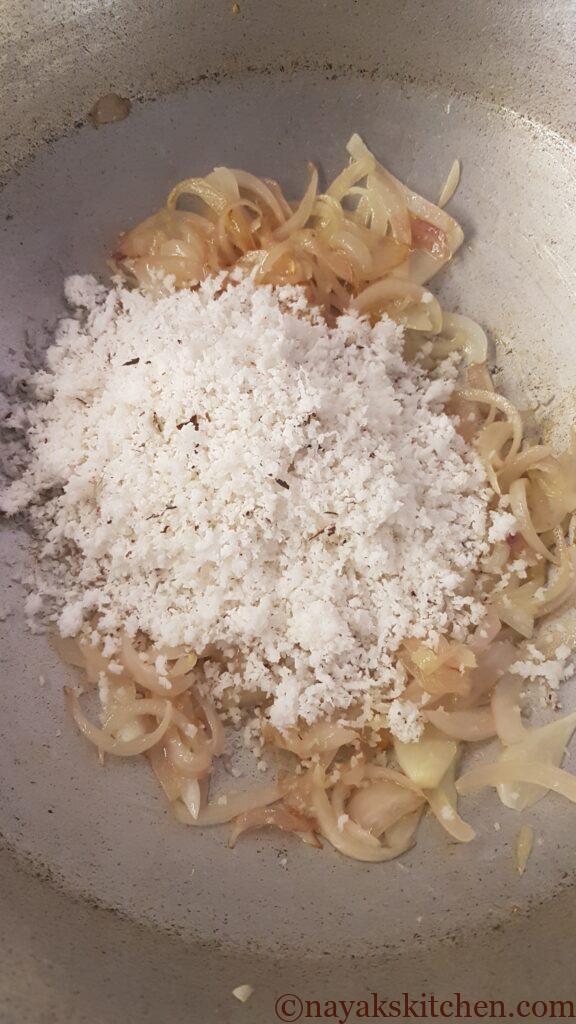 Adding grated coconut