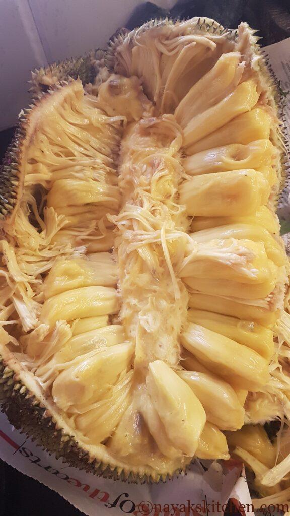 An opened ripe jackfruit