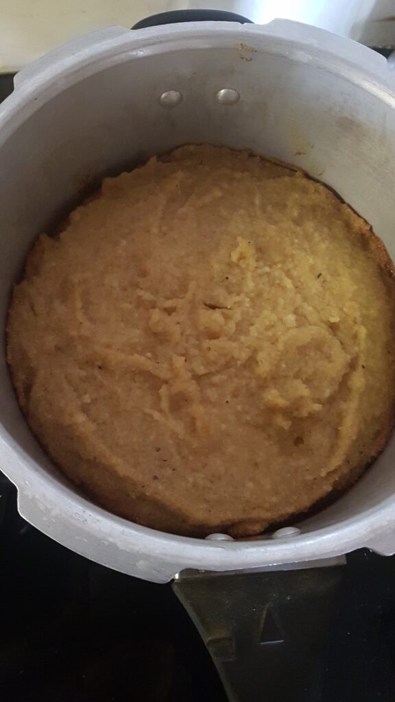 The sides of the cake have started browning