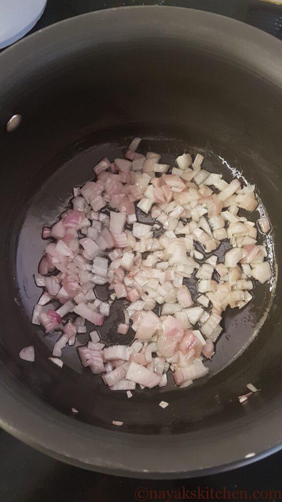 Sauteing till onion is soft