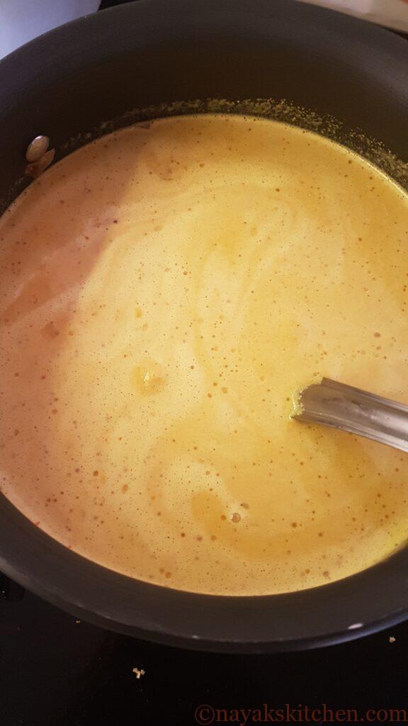 Adding water to desired consistency