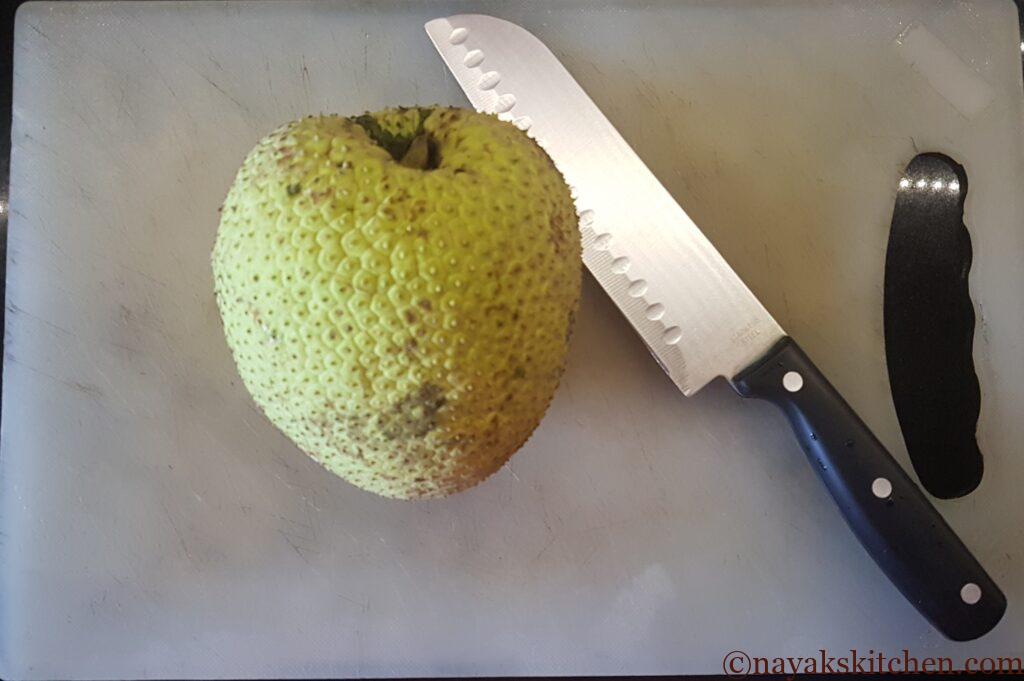 Breadfruit and knife