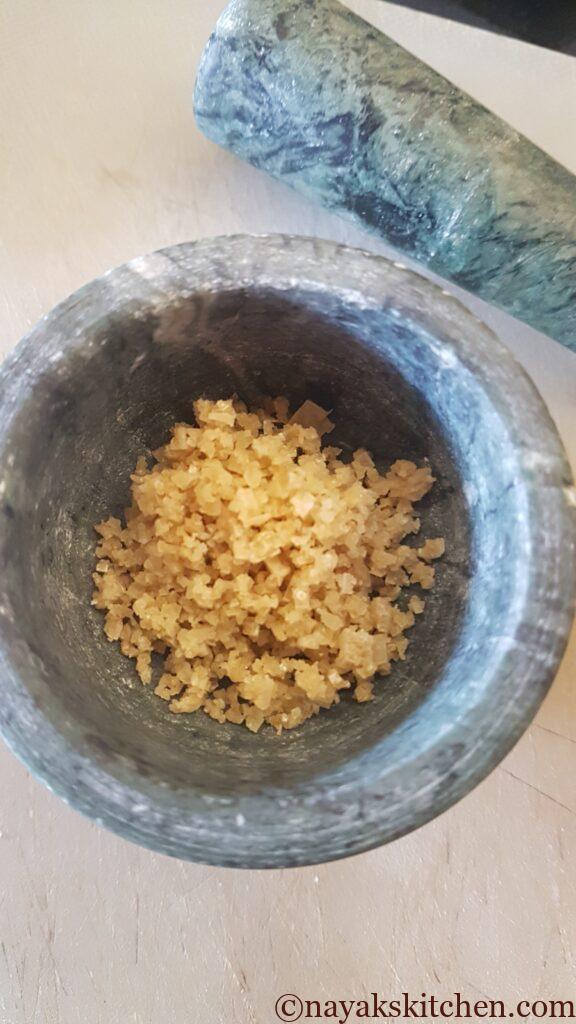 Salt in a mortar pestle
