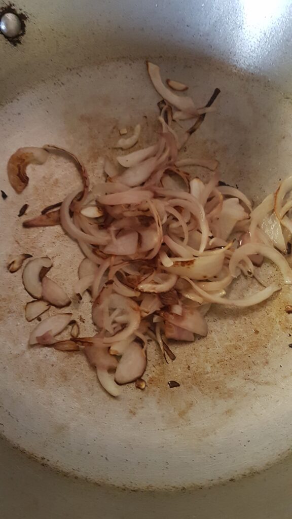 Frying onion till golden brown