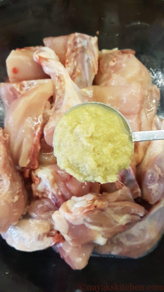 Marinating chicken - Adding ginger garlic paste