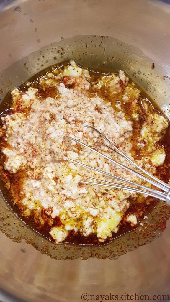 Whisking second marination ingredients