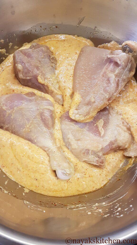 Adding chicken to second marination