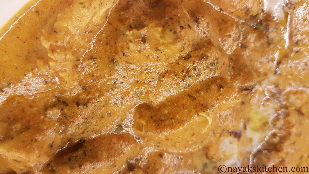 Close up of butter chicken