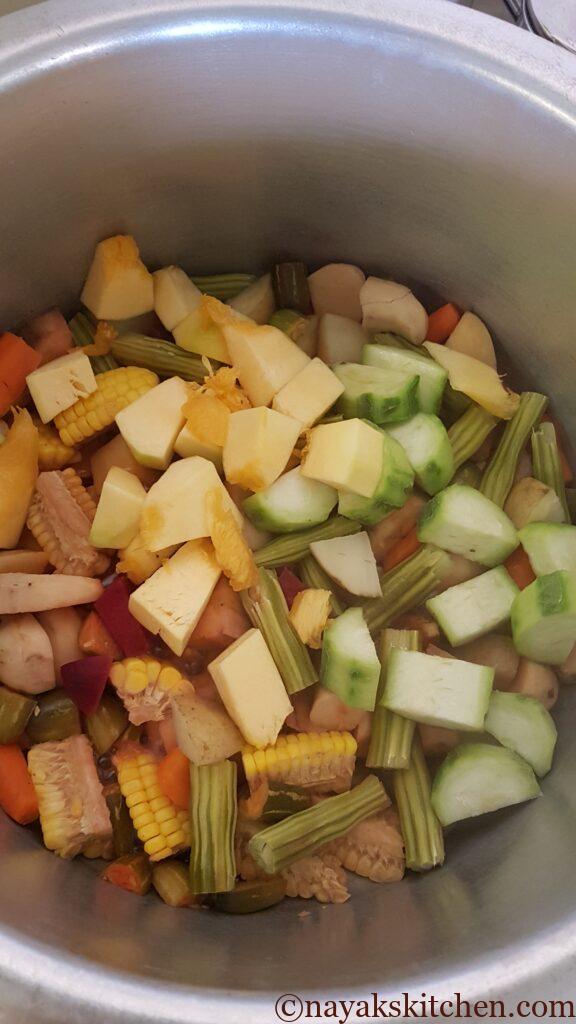 Adding pumpkin chunks