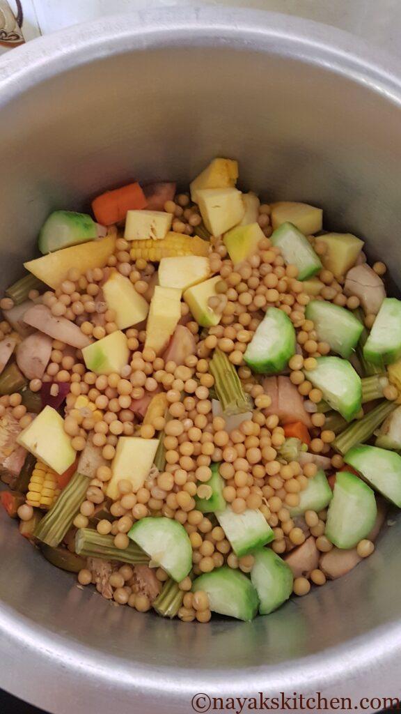 Adding cooked white peas