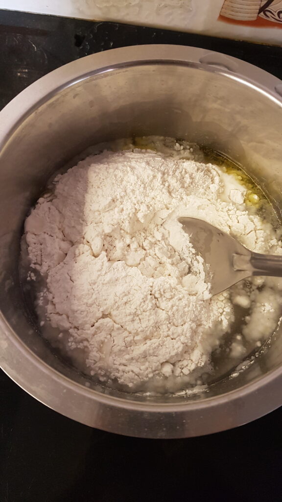 Mixing the flour with water
