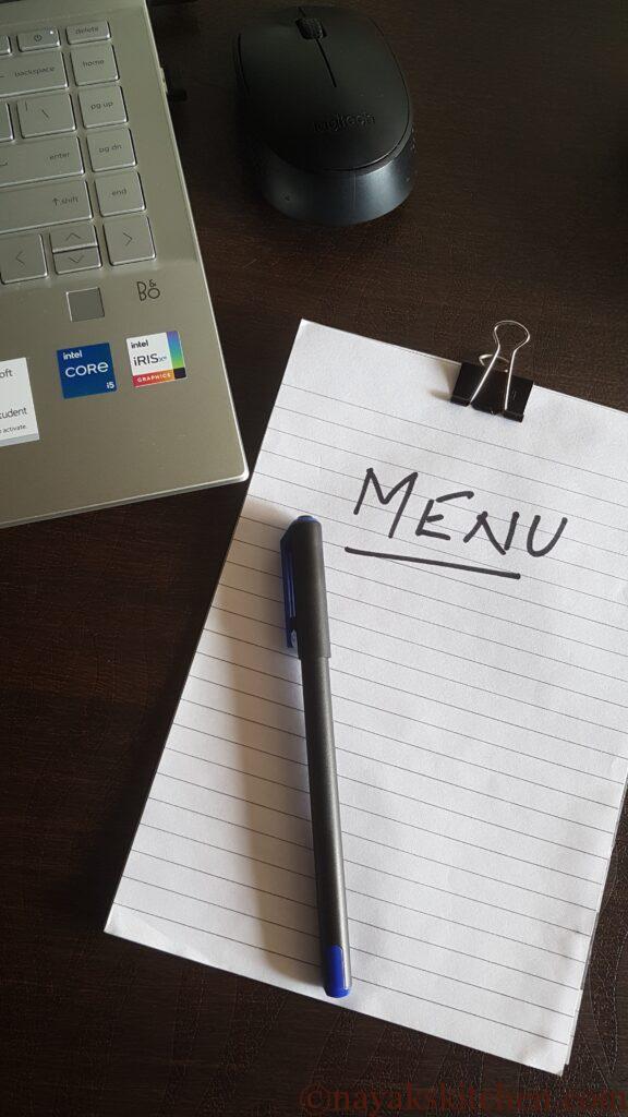 Planning menu for guests
