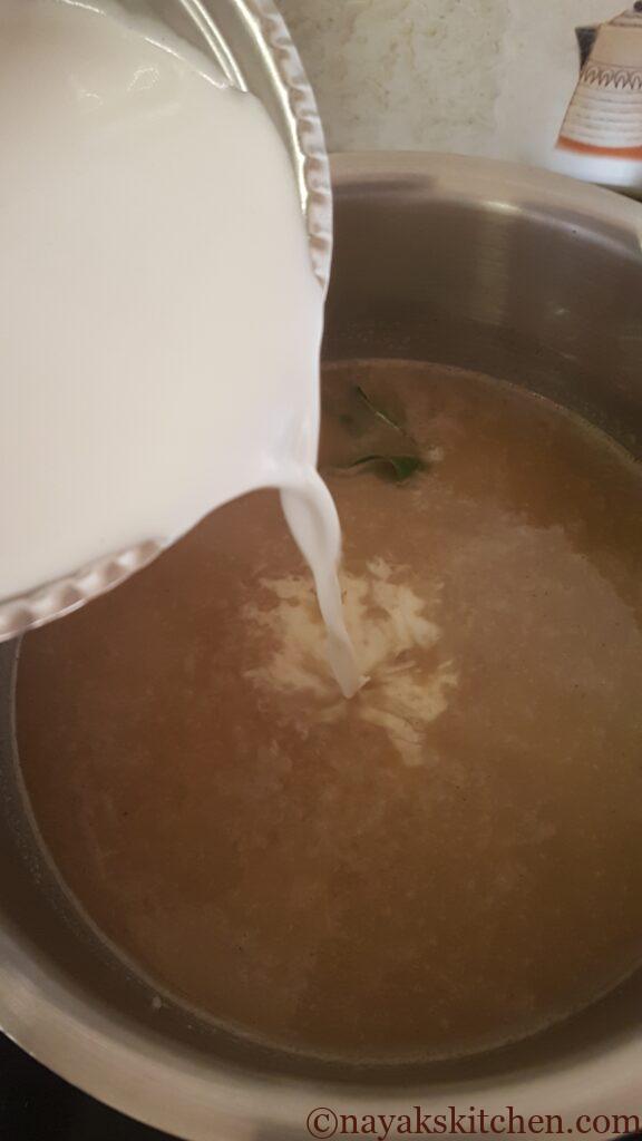 Adding thick coconut milk