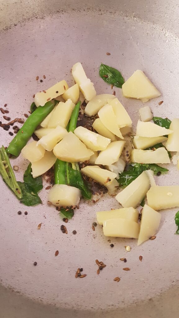 Adding boiled potato