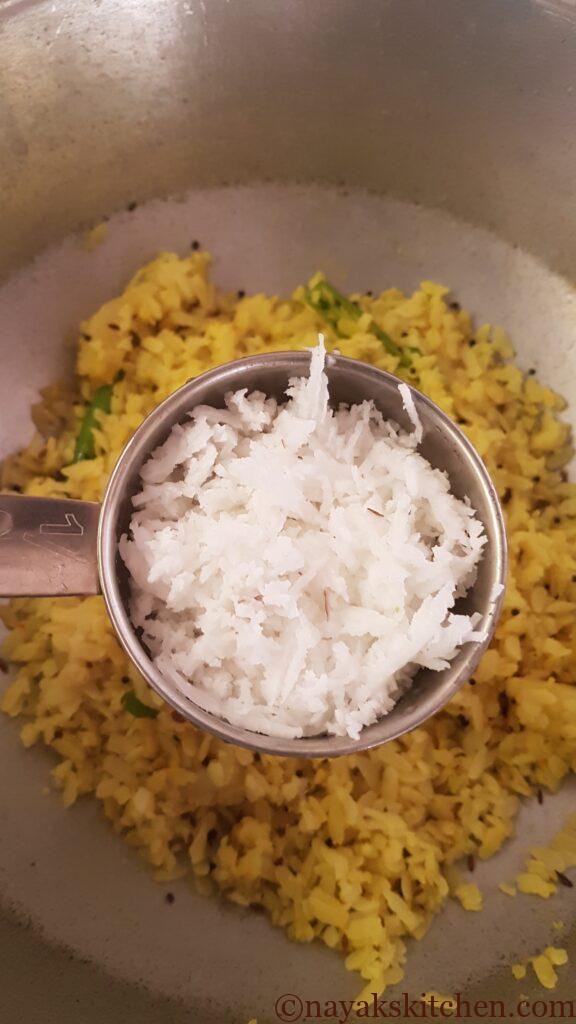 Adding grated coconut