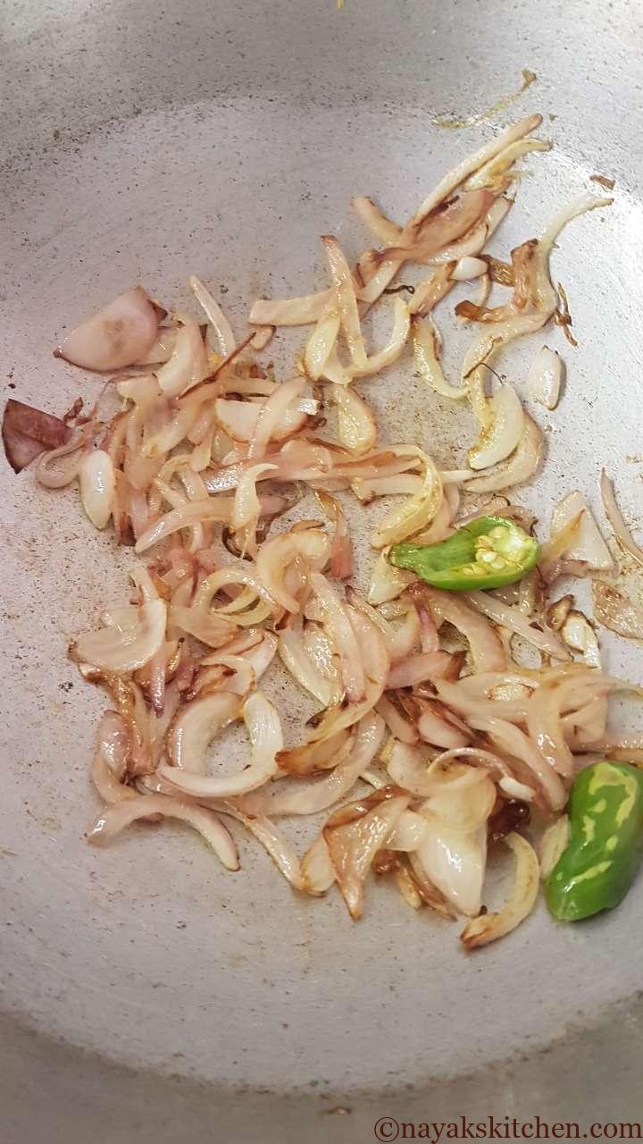 Browning the onion