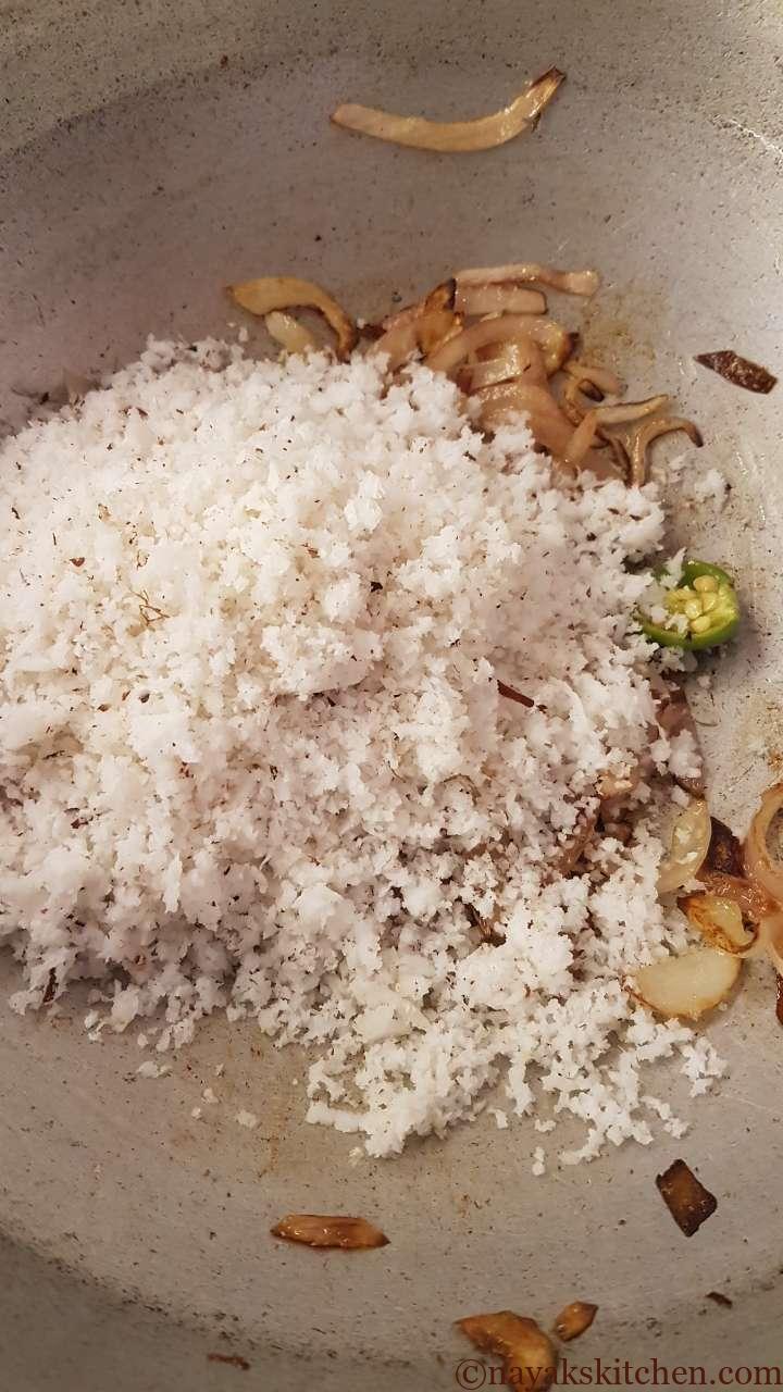 Adding grated coconut