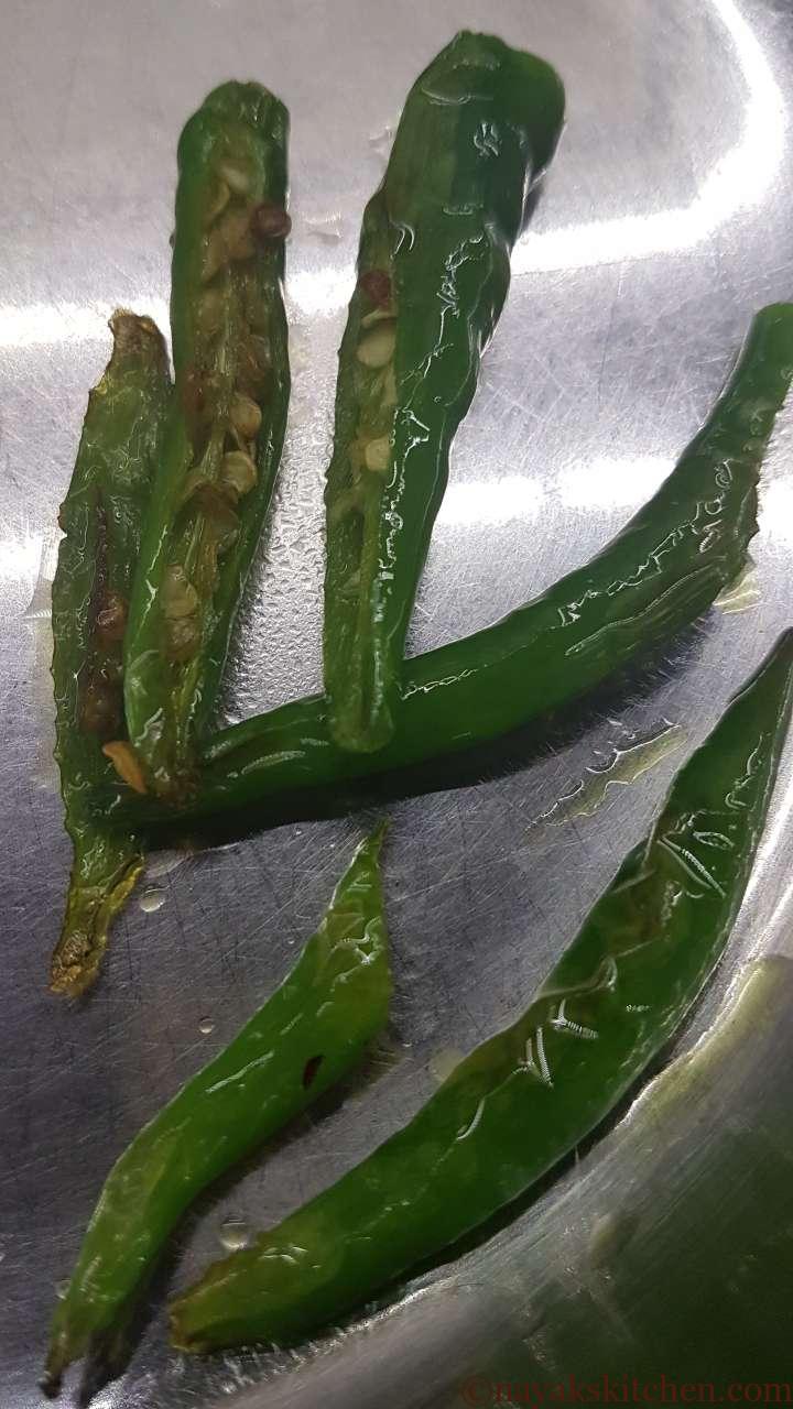 Fried green chillies
