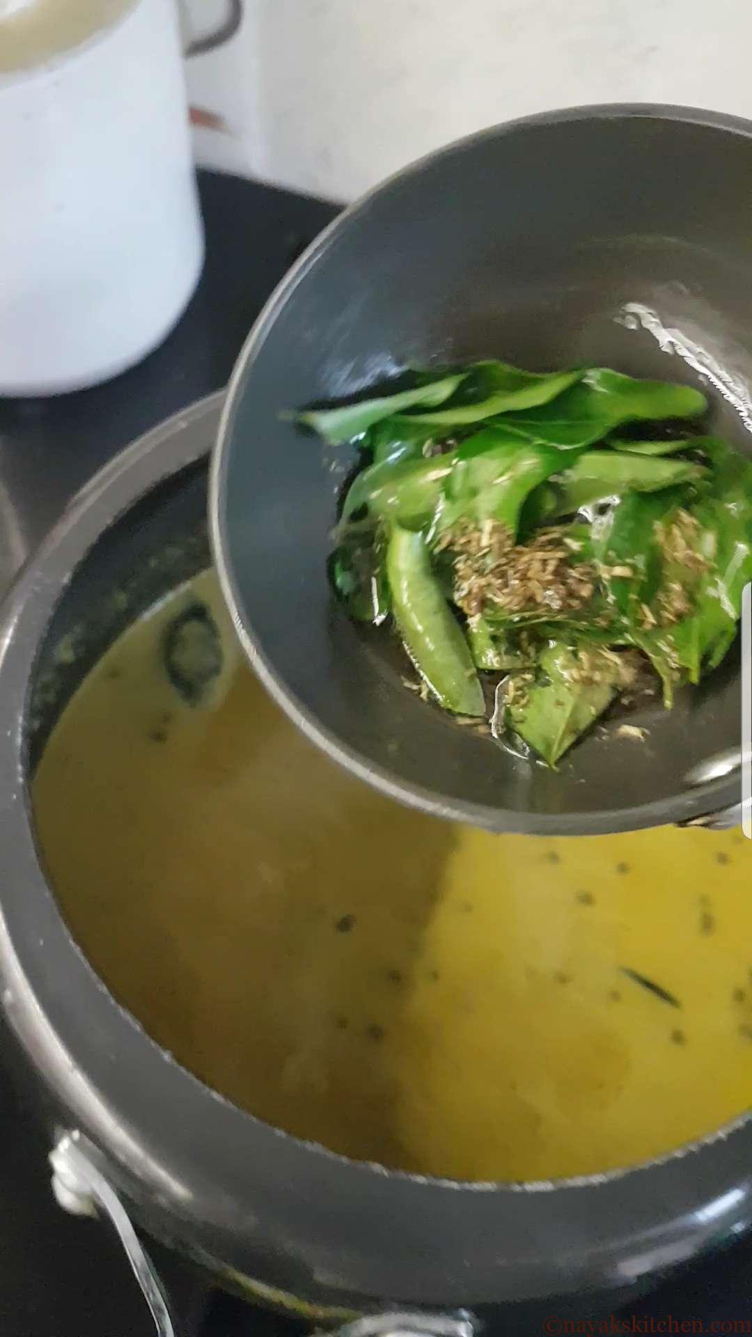 Adding tempering to muga gathi