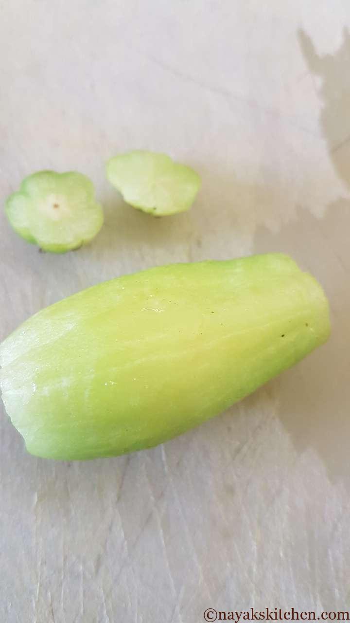 Chopped ends of bilimbi fruit