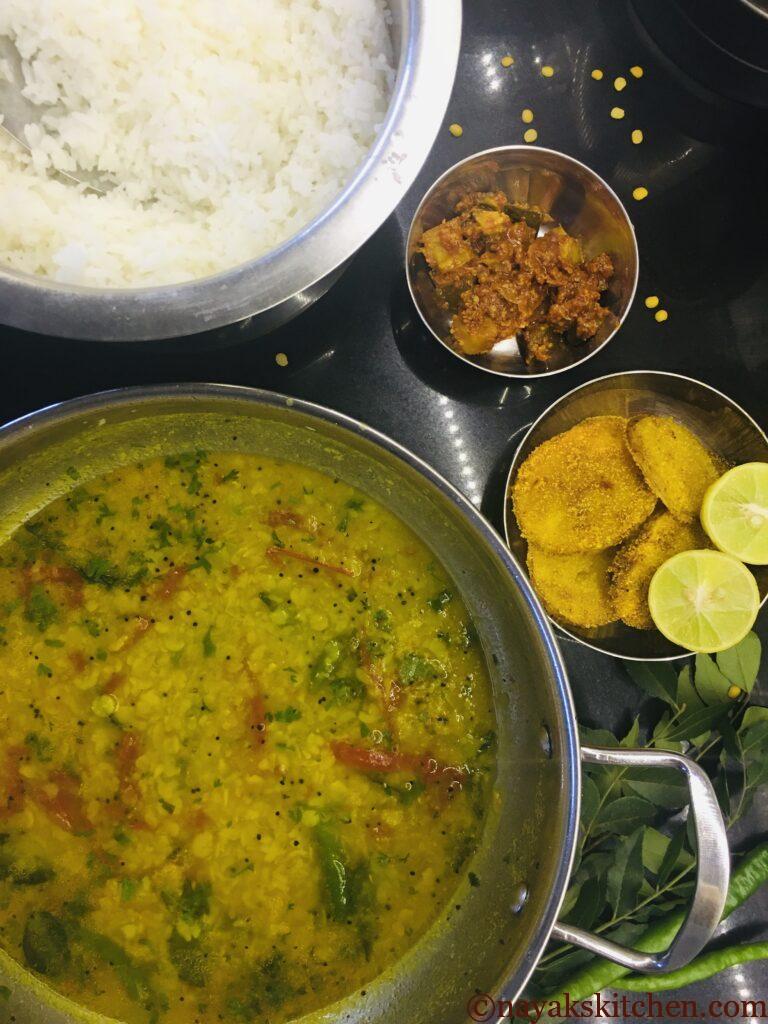 Dal-Rice-Pickle-Potato Fries