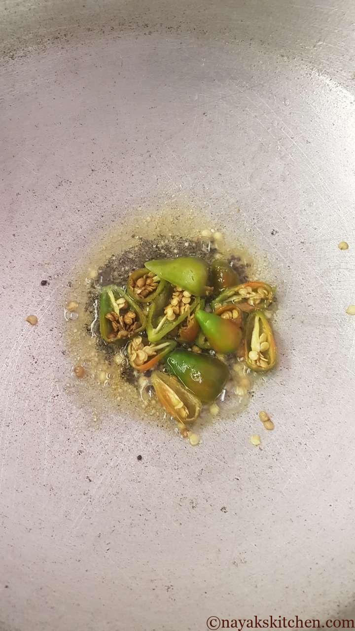 Adding green chillies